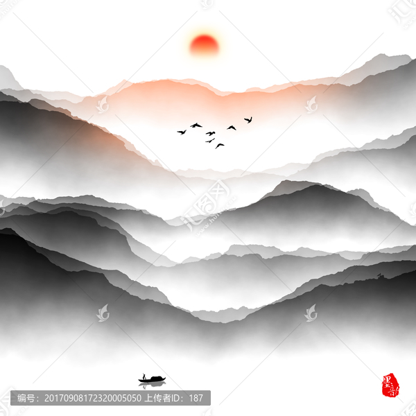 水墨群山,水墨畫(huà)