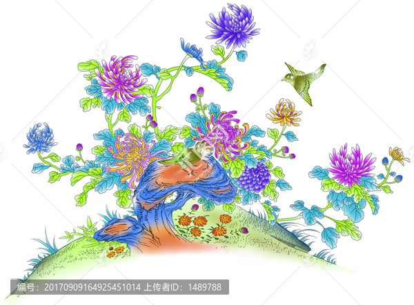 花鳥,菊花