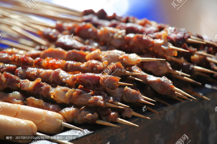 烧烤,羊肉串,烤肉,美味,食品