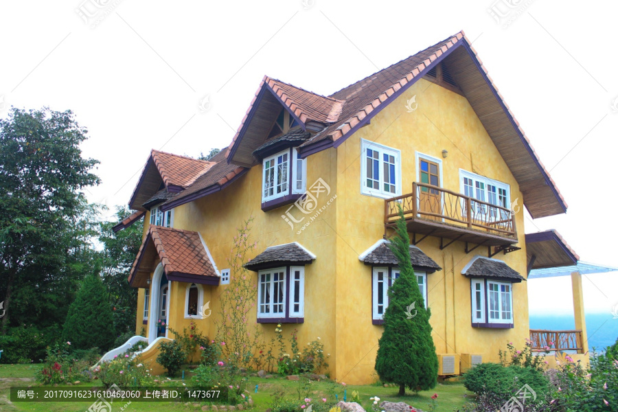 黄色房子,黄色别墅,彩色房子