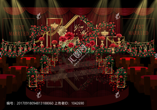 紅金色婚禮效果圖