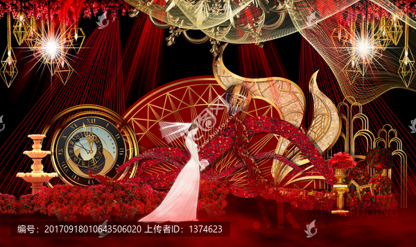 紅金歐式婚禮迎賓背景