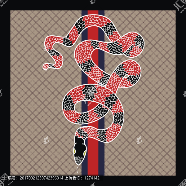 蛇图案印花丝巾纺织品设计