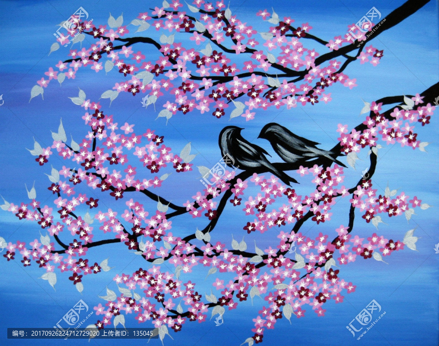 喜上眉梢花鳥無框畫