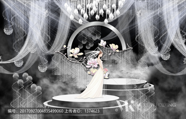 白色夢幻水晶婚禮背景