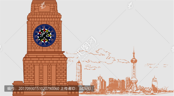 上海外灘,教堂,手繪