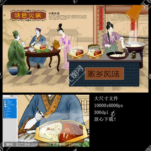 重慶火鍋,火鍋插畫,鴛鴦鍋