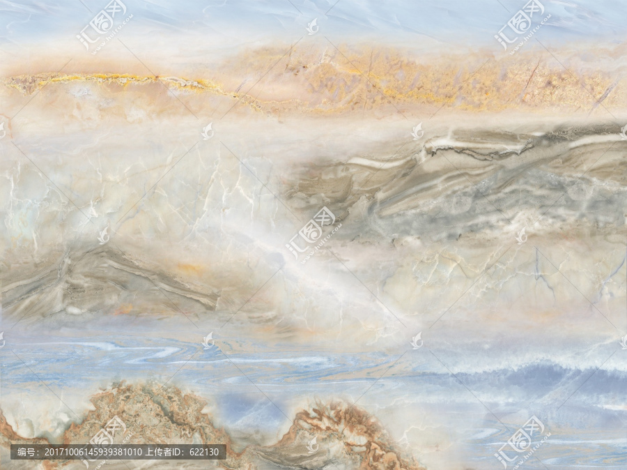 3D石紋九天仙境背景墻合層
