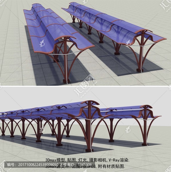 車棚,停車棚,3D模型