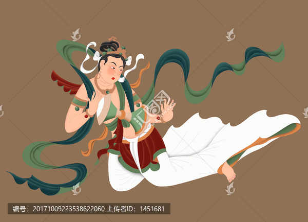飛天,,臨摹敦煌壁畫伎樂天