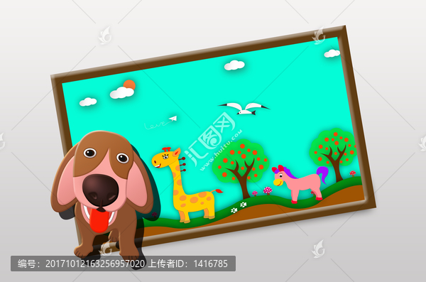 3D立體畫,狗狗