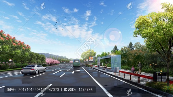 城市道路綠化效果圖