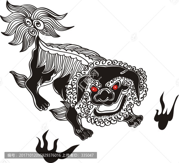 中國特色花繪,古代獅子
