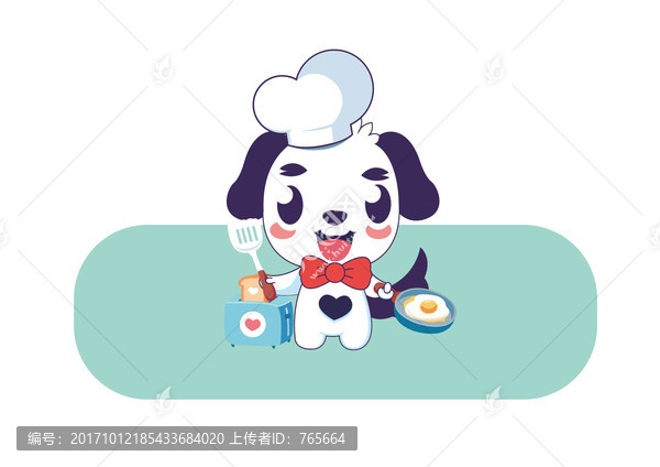 卡通小狗,可愛的小狗廚師