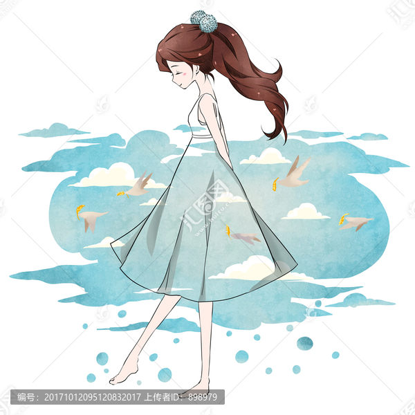 唯美女孩插畫