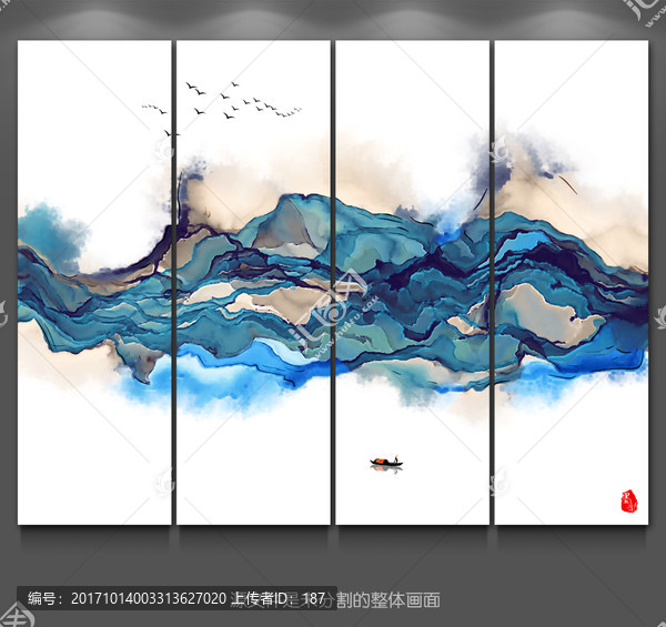 中式暈染水墨背景裝飾畫