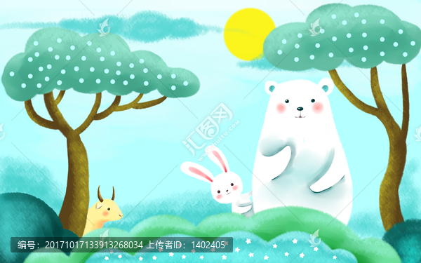 北歐兒童房背景墻,卡通動物