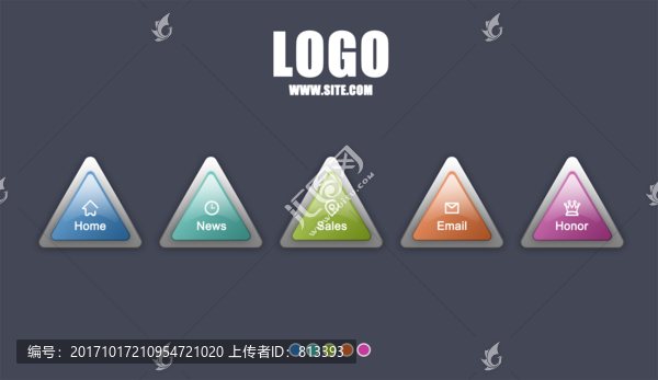 彩色三角形水晶按鈕導(dǎo)航