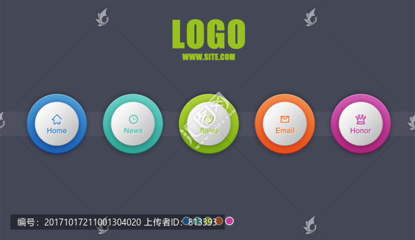 彩色質(zhì)感圓形按鈕導(dǎo)航