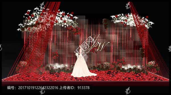 紅黑色婚禮迎賓區(qū)合影區(qū)效果圖