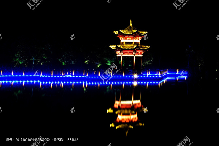 夜景,公园,灯光,美丽小镇,美