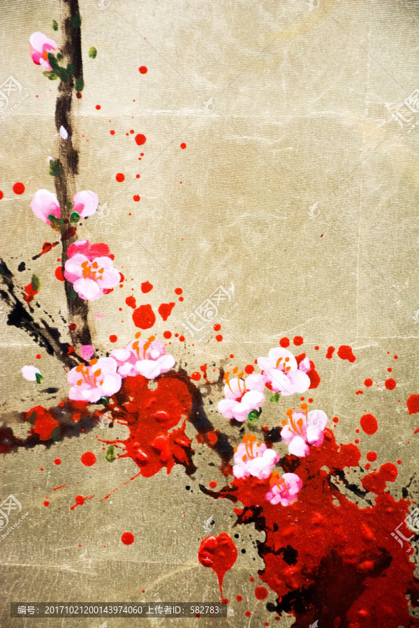 花卉油畫,抽象梅花