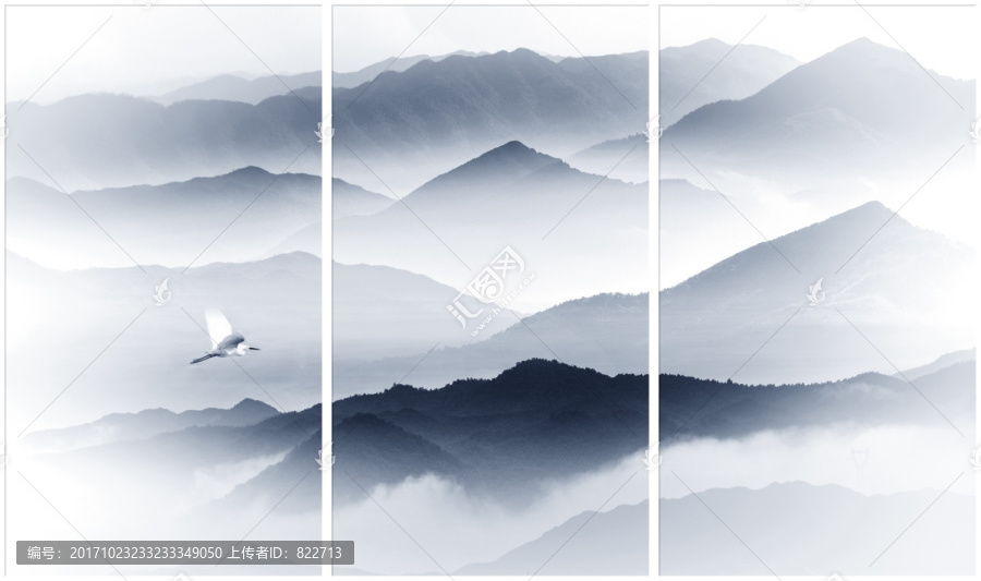 意境水墨三聯(lián)畫(huà)