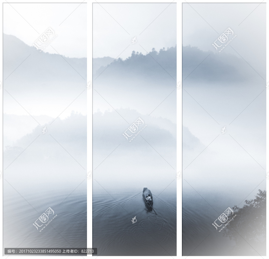 意境水墨三聯畫