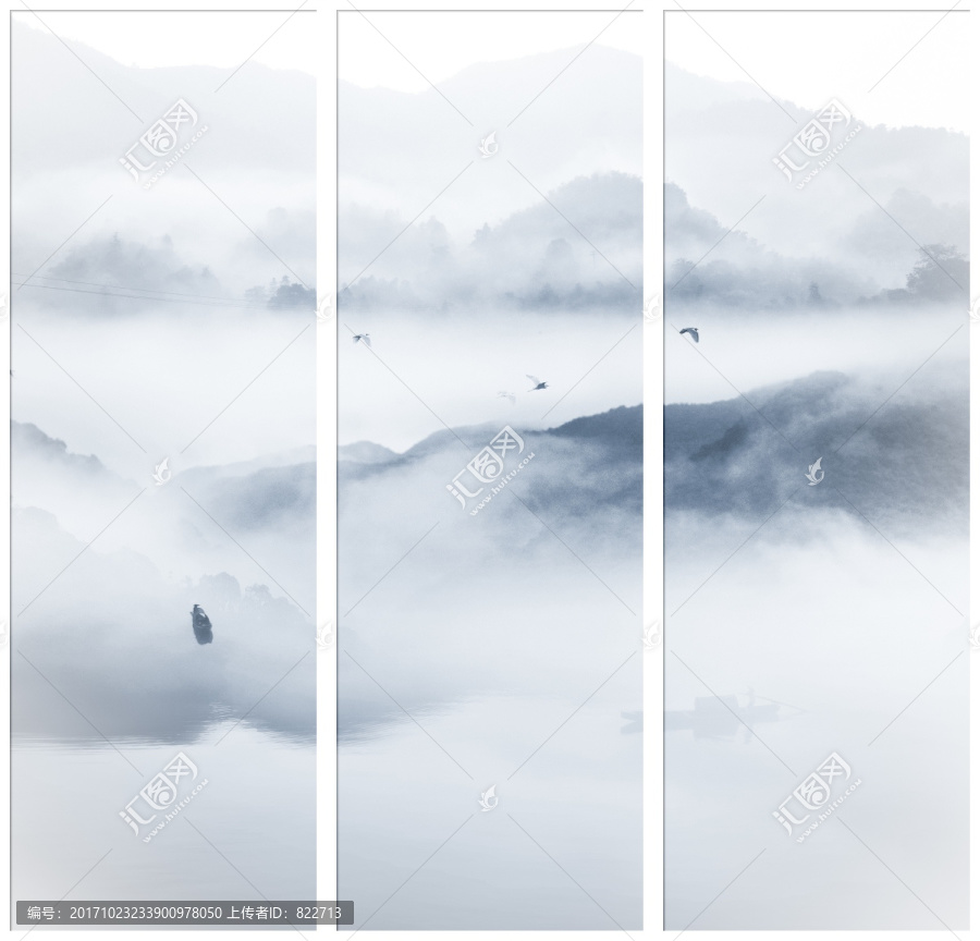 意境水墨三聯(lián)畫