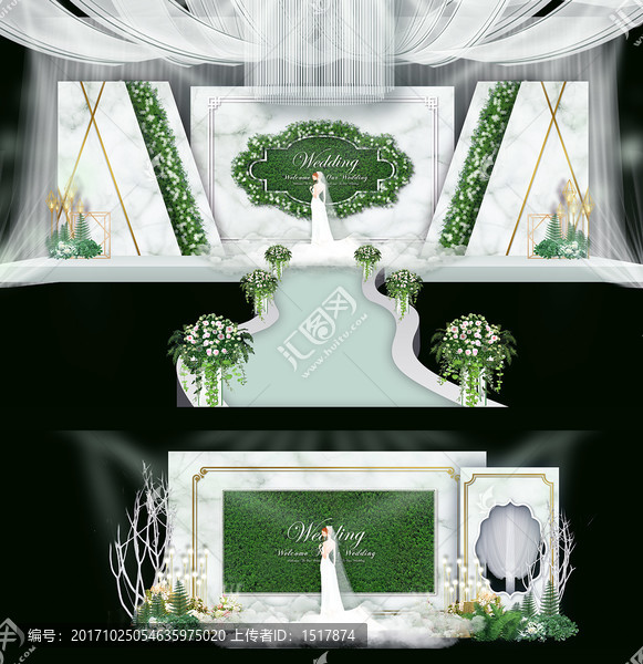 綠白婚禮,大理石婚禮,綠色婚禮
