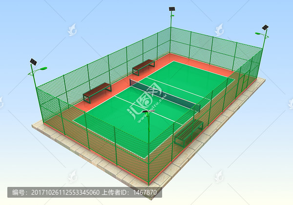 笼式标准排球场3d效果图设计