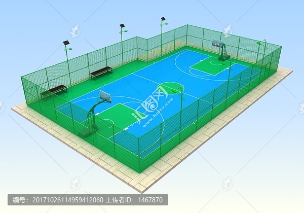 籠式籃球場3d效果圖設計