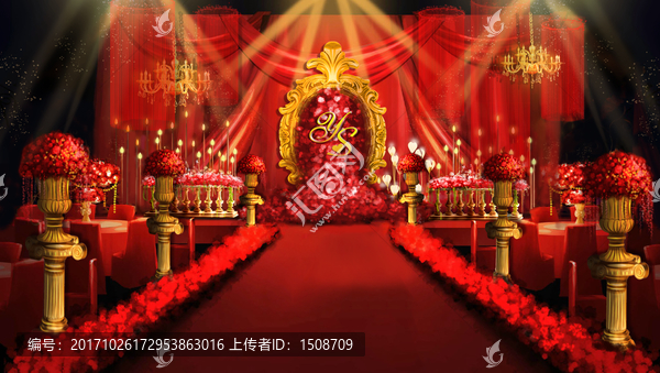歐式紅金婚禮舞臺