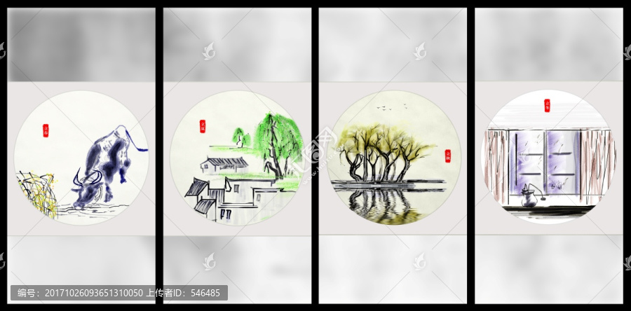 四聯(lián)裝飾,春夏秋冬,合層