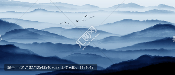 山水水墨遠山禪意