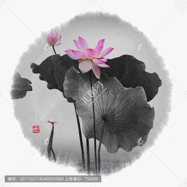 水墨荷花