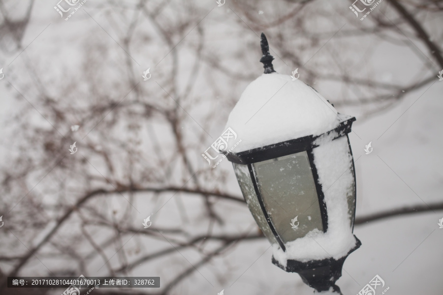 路灯,雪