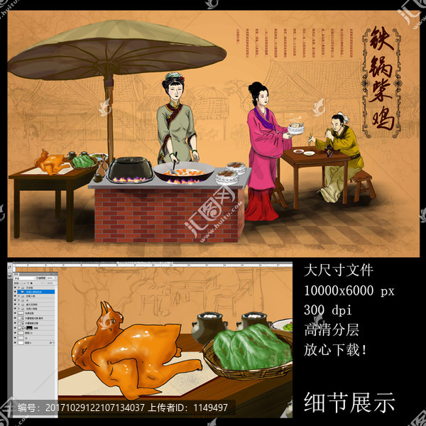 鐵鍋柴雞,鐵鍋雞餐廳壁畫