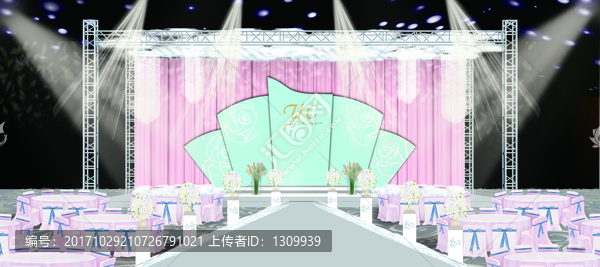 粉色唯美婚禮舞臺(tái)效果圖