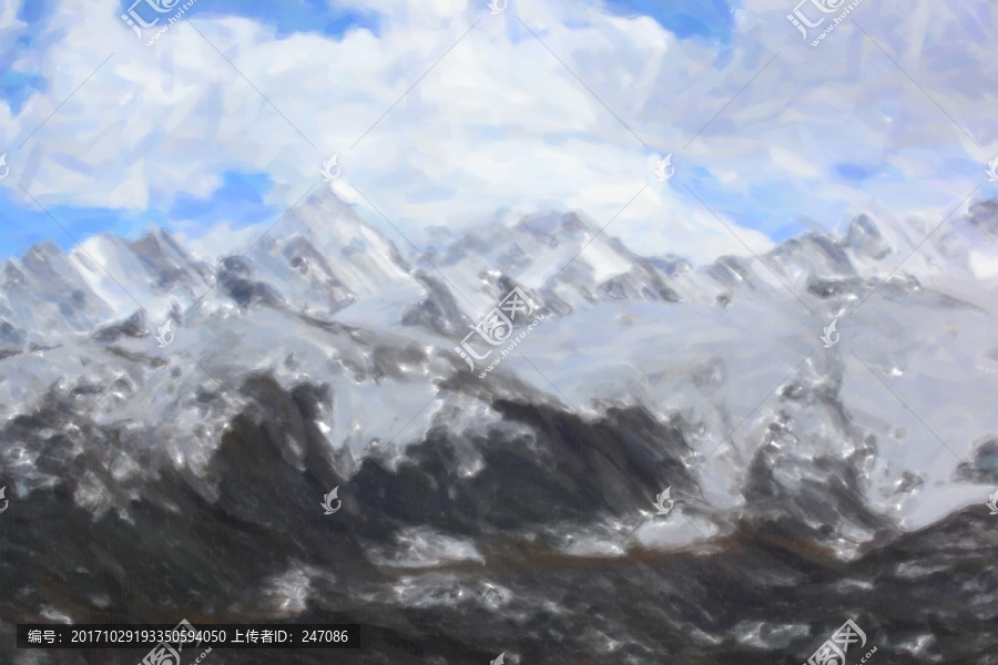 雪山,風景畫