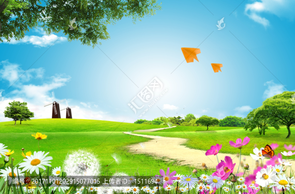 美麗草地分層背景