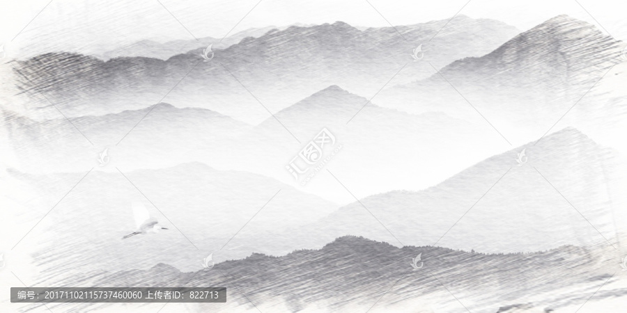 水墨山素描