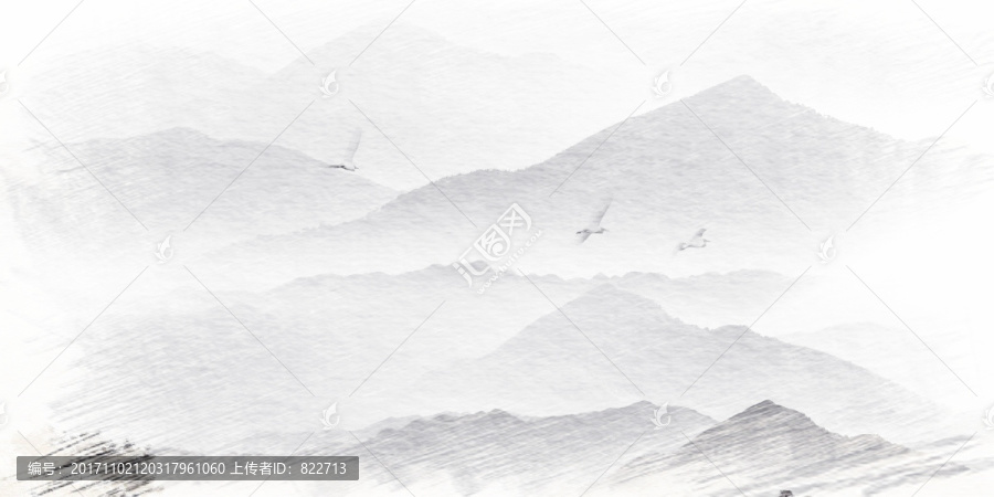 水墨山素描
