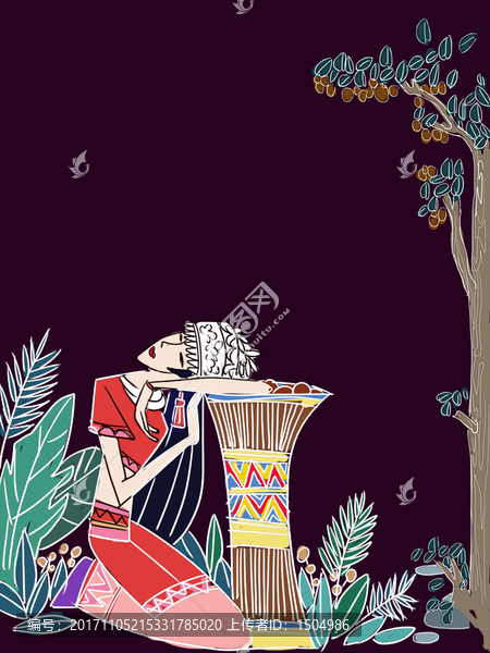 手繪少數(shù)民族插畫