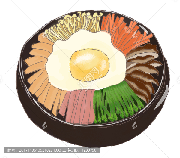 手繪食物石鍋拌飯