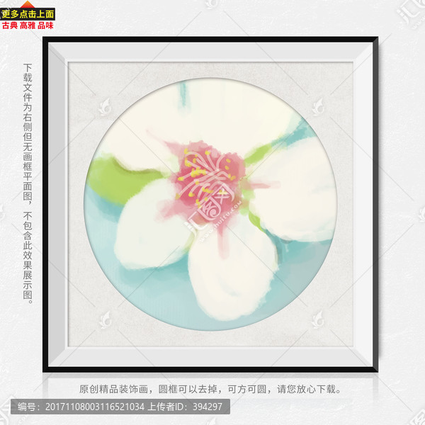 花卉裝飾畫畫,圓形裝飾畫