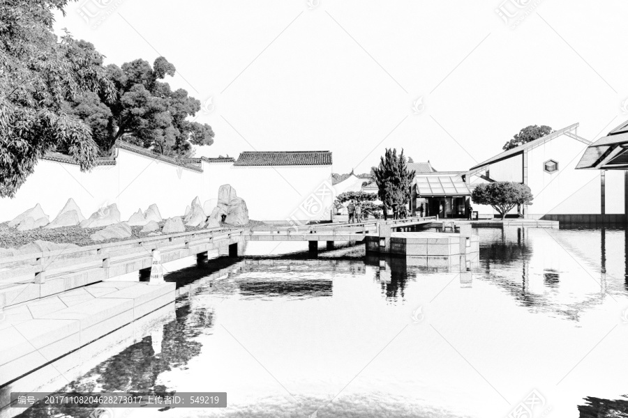 蘇州建筑線描,合成