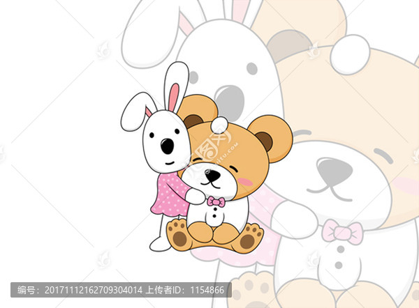 卡通小熊與小兔