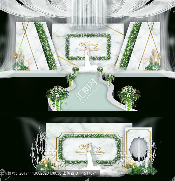 綠色婚禮,大理石婚禮,白綠婚禮