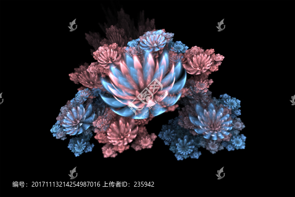 高清分層絢麗花素材紅藍(lán)
